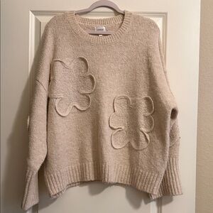 Lovelo Beige Sweater with Floral Accents
